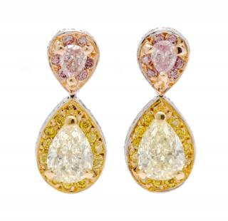 Appraisal: A Pair of Karat Bicolor Gold Color Diamond and Diamond