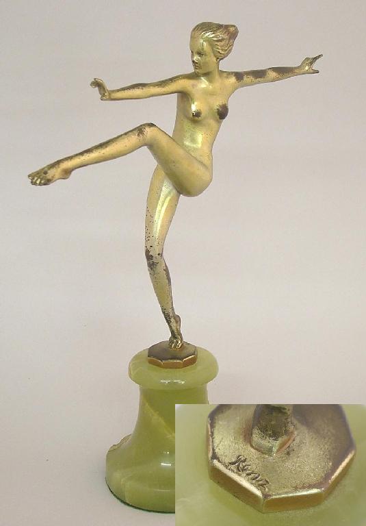 Appraisal: Art Deco gilt bronze figure modelled as a naked female