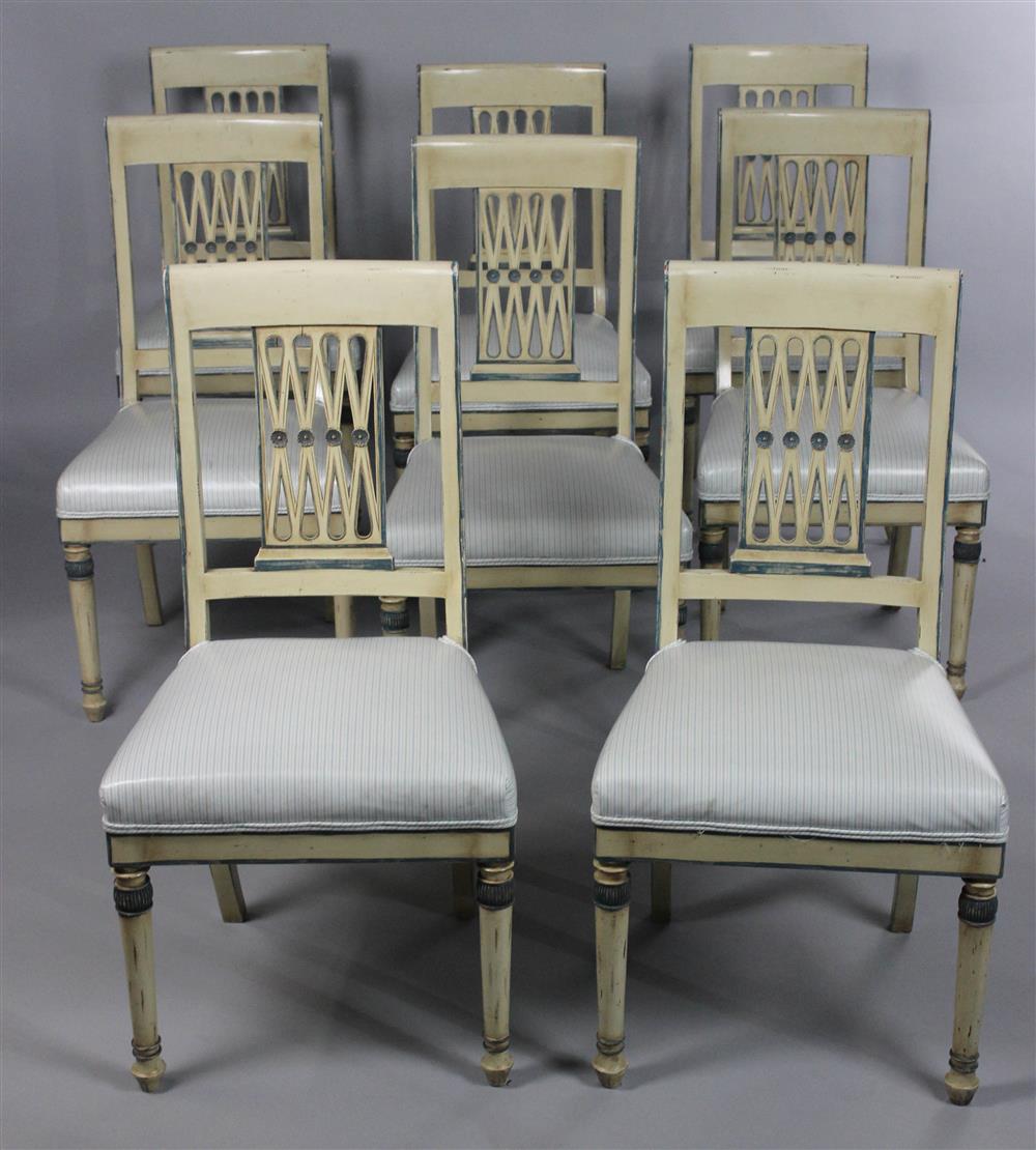 Appraisal: SET OF EIGHT REGENCY STYLE PAINTED DINING CHAIRS comprising eight