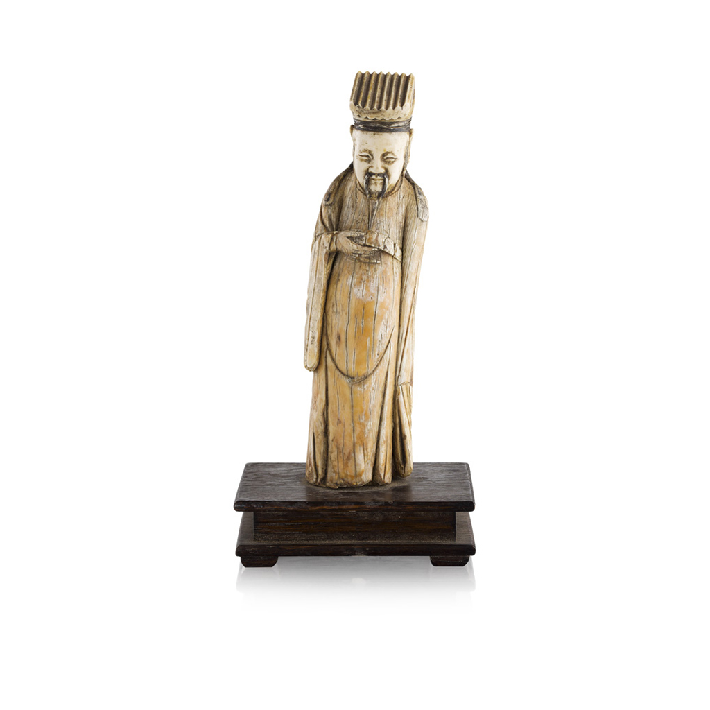 Appraisal: YCARVED IVORY FIGURE OF A SCHOLAR MING DYNASTY the figure