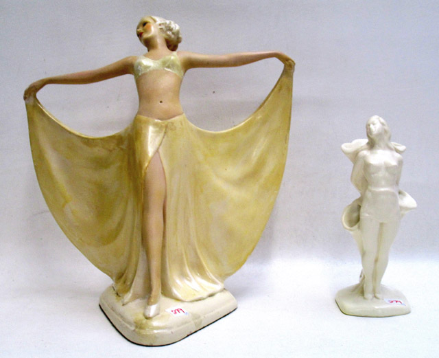 Appraisal: TWO FEMALE DECO FIGURINES the first by Original Art of