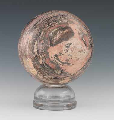 Appraisal: A Leopard Skin Jasper Sphere Large round sphere of pink