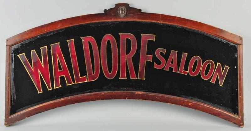 Appraisal: Reverse-on-Glass Waldorf Saloon Mirror Sign Description Wooden frame has some