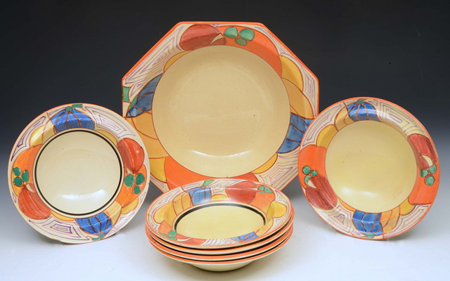 Appraisal: Clarice Cliff British - A 'Melon' pattern desert service Fantasque