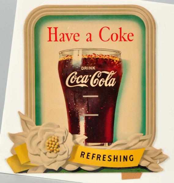 Appraisal: Die-Cut Cardboard Coca-Cola Easel Back Sign Description Retains its original