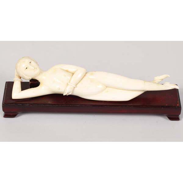 Appraisal: Chinese carved reclining nude doctor's lady model x