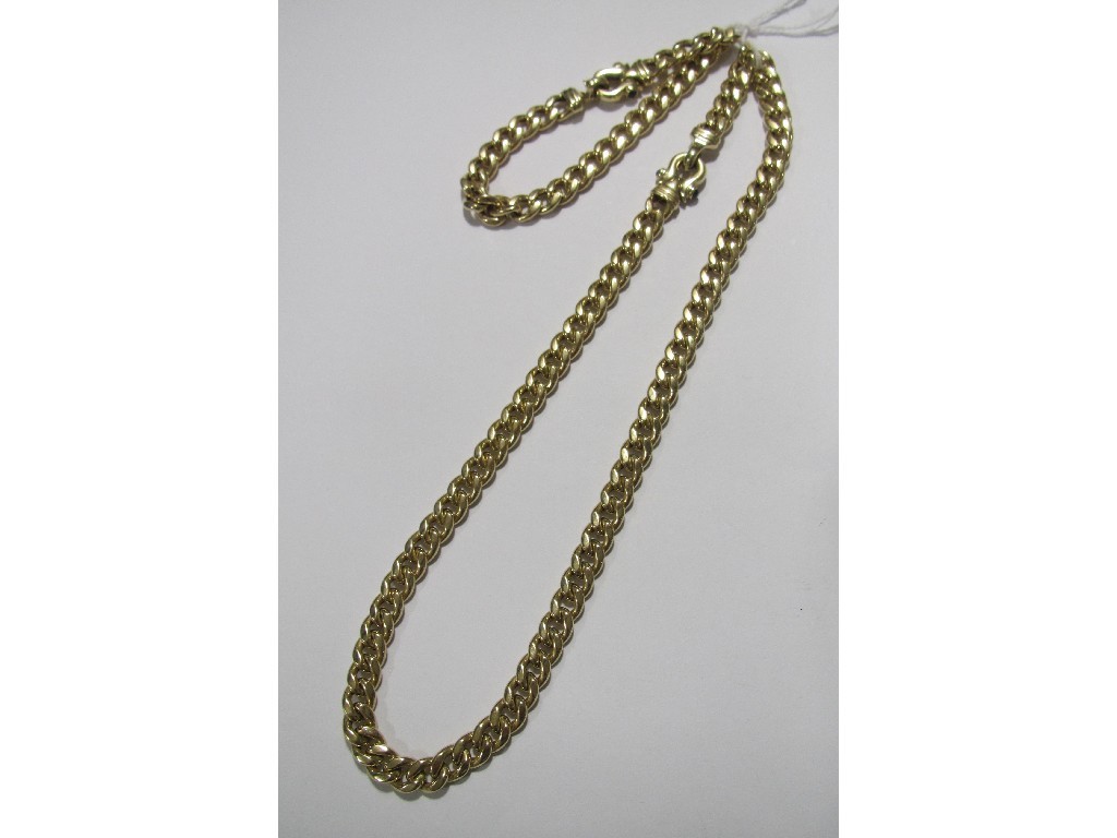 Appraisal: Fourteen carat gold flat curb link necklace with cabochon sapphire