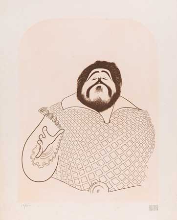 Appraisal: AL HIRSCHFELD Pavarotti Etching x mm x inches full margins