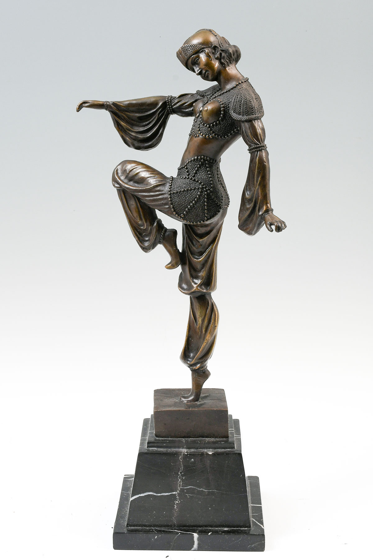 Appraisal: CHIPARUS STYLE EROTIC DECO DANCER BRONZE Female Dancer '' in