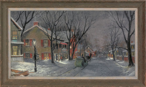 Appraisal: Dennis Minch American th c pastel street scene titled Christmas