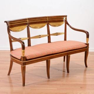 Appraisal: Italian Empire parcel gilt walnut settee th c with loose