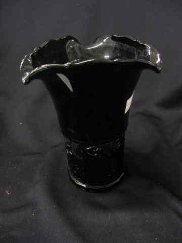 Appraisal: Art Deco Black Glass Vase dancers in thegarden banded base