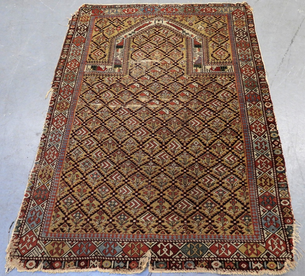 Appraisal: CAUCASIAN SHIRVAN PRAYER RUG Middle East th CenturyDeep navy blue