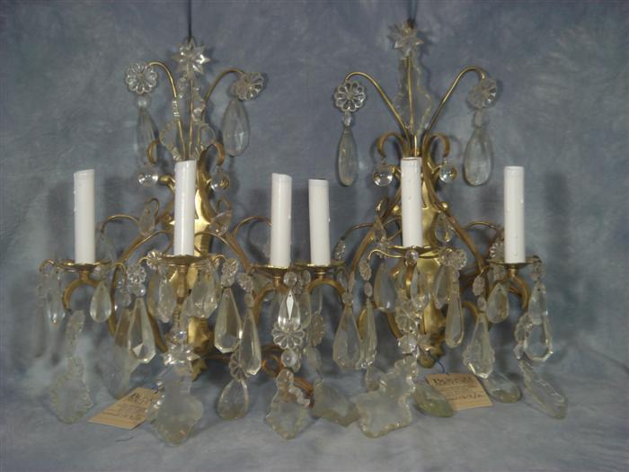 Appraisal: Pair of brass or nickel silver Venetian wall sconce h