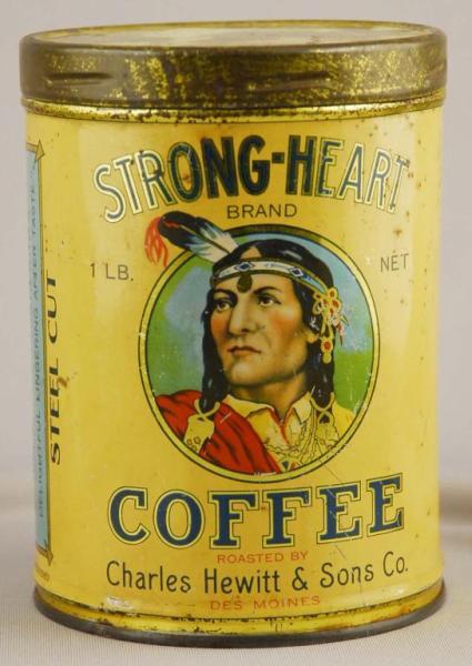 Appraisal: Strong Heart Coffee Tin Description Nice image of Indian on