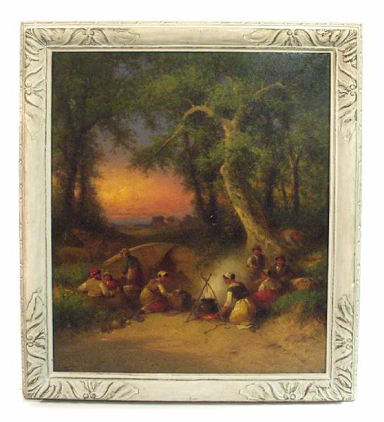 Appraisal: George Washington Nicholson American - A Gypsy Encampment signed 'GW