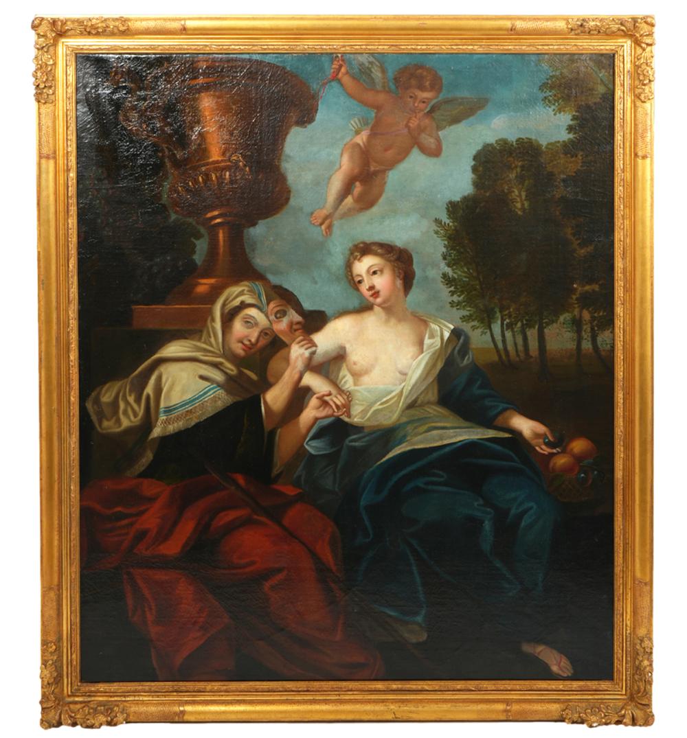 Appraisal: TH CT ITALIAN ALLEGORICAL OIL PAINTING th C Italian allegorical