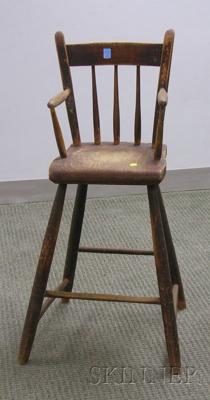 Appraisal: Child's Windsor Grain Painted Thumb-back High Chair