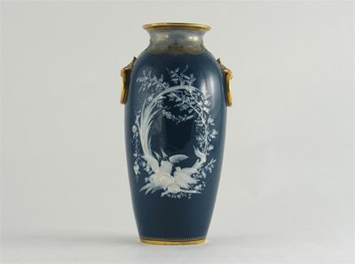 Appraisal: A Minton p te-sur-p te vase depicting two doves flowers