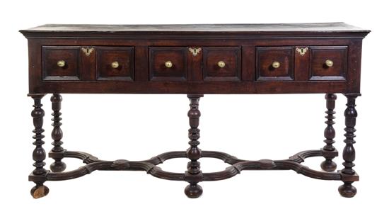 Appraisal: Sale Lot A William Mary Oak Sideboard th century the