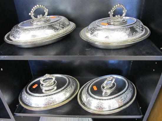 Appraisal: FOUR SILVER PLATE ENTREE TUREENS