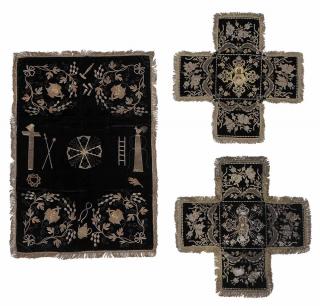 Appraisal: Three Russian Religious Embroidered Cloths probably th century one large