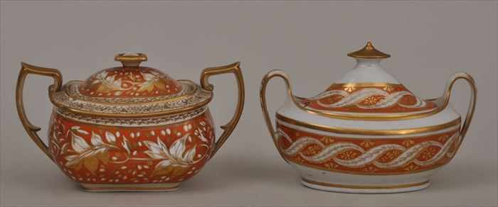 Appraisal: TWO ENGLISH PORCELAIN COVERED SUGAR BOWLS RIDGEWAY AND COALPORT Each