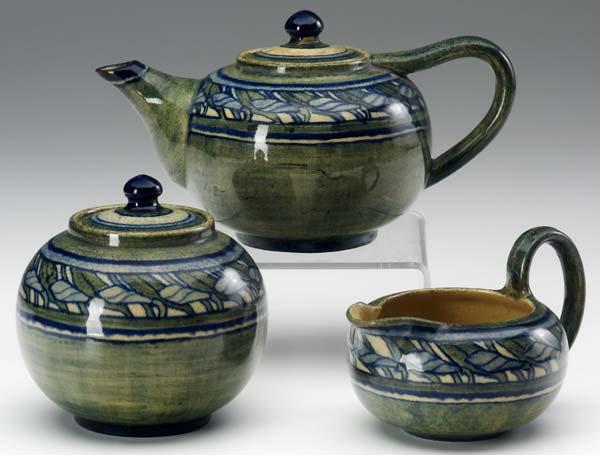 Appraisal: NEWCOMB COLLEGE Early three-piece tea set painted by Mary Sheerer