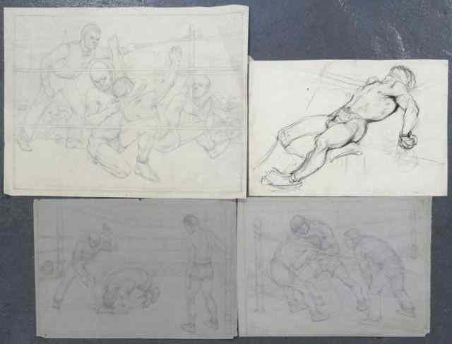 Appraisal: BLOOM Hyman Drawings on Paper ''The Knock Down'' - pencil