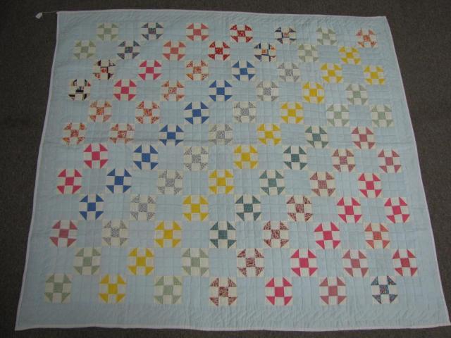 Appraisal: Vintage Hand Made Block Pattern Quilt multi colored with light