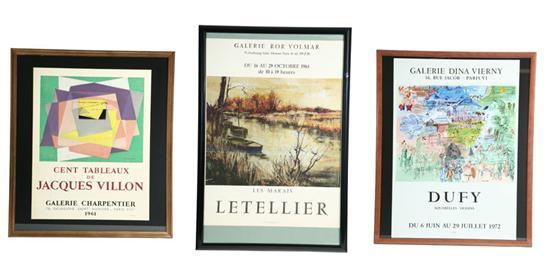 Appraisal: THREE FRENCH POSTERS Dufy Letellier And Jacques Villon to h