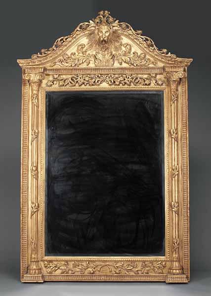 Appraisal: A Large Neo-Classical-Style Carved and Gilded Overmantel Mirror a centered