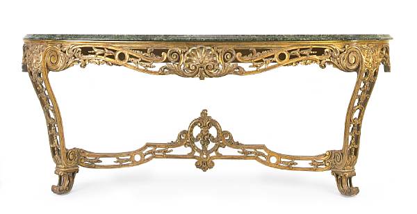 Appraisal: A R gence style giltwood console table th century The