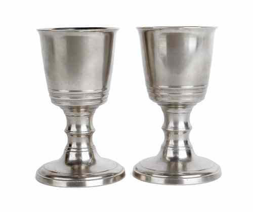 Appraisal: Pair of Providence Rhode Island pewter chalices attributed to William