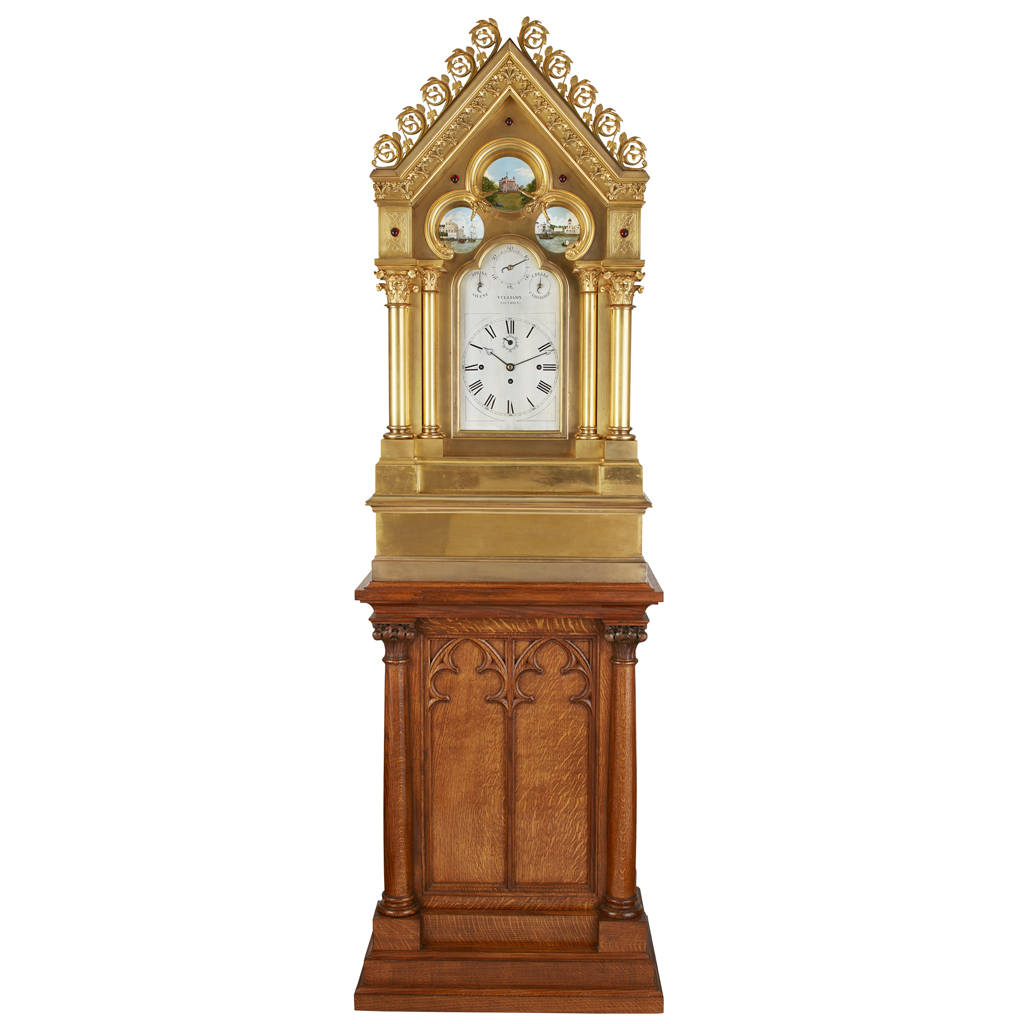 Appraisal: LARGE AND IMPRESSIVE GOTHIC REVIVAL CHIMING CLOCK BY BENJAMIN LEWIS