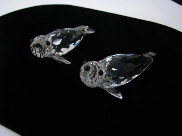 Appraisal: Two Swarovski crystal walrus figures inches long one walrus missing