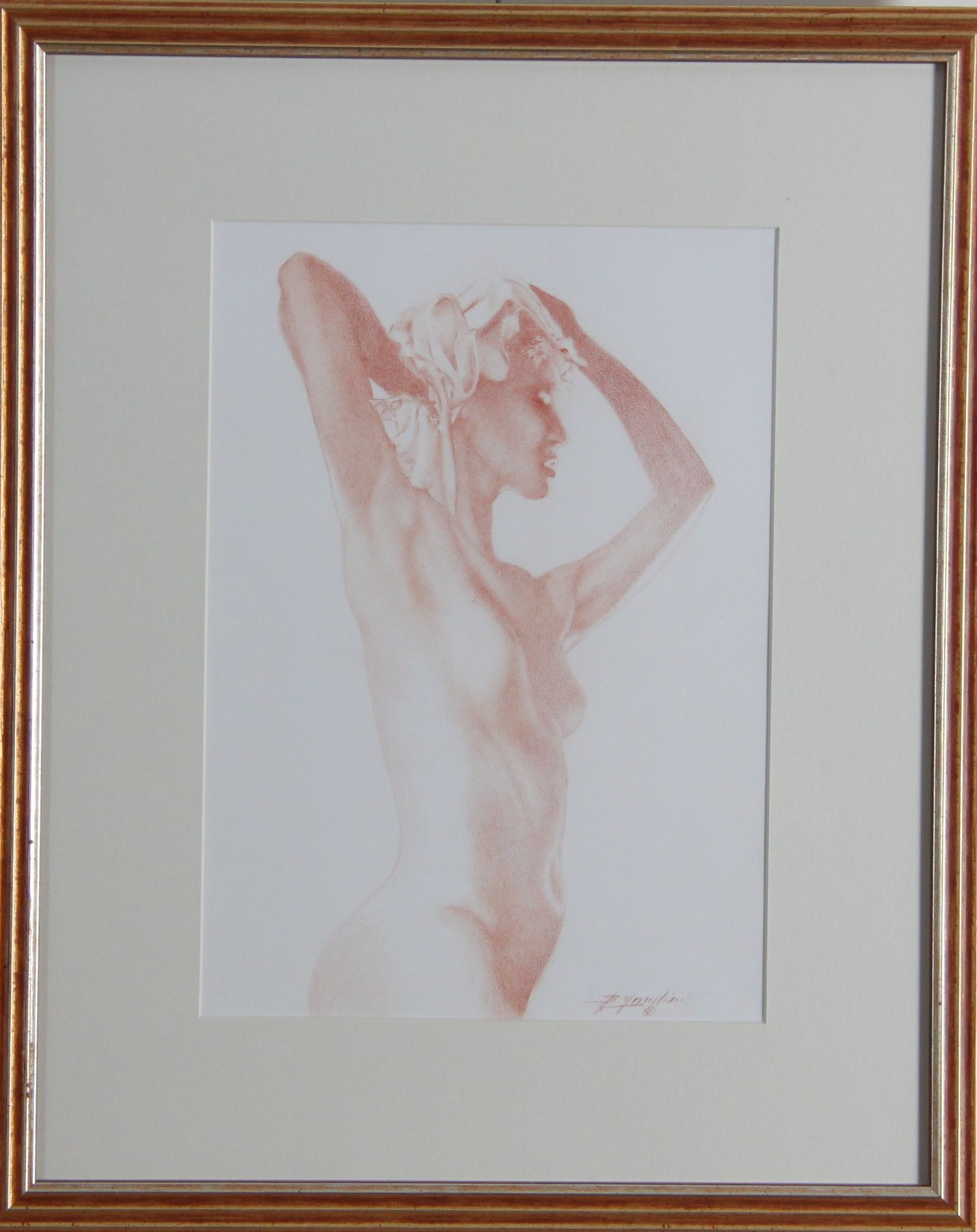 Appraisal: Lorenzo Gandini Nude chalk cm x cm '' x ''