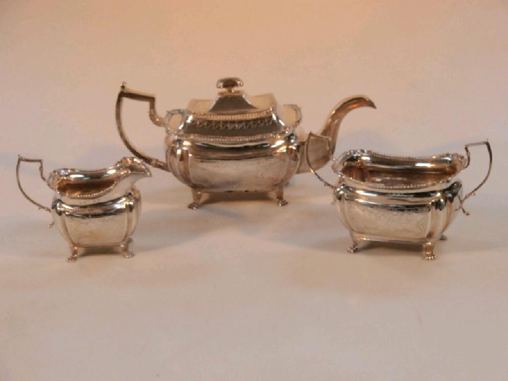 Appraisal: A George III Irish silver three-piece tea service by Charles