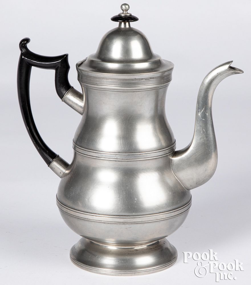 Appraisal: New York pewter coffee pot ca New York pewter coffee