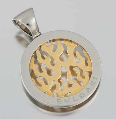 Appraisal: A Bulgari k Gold and Steel Pendant k yellow gold