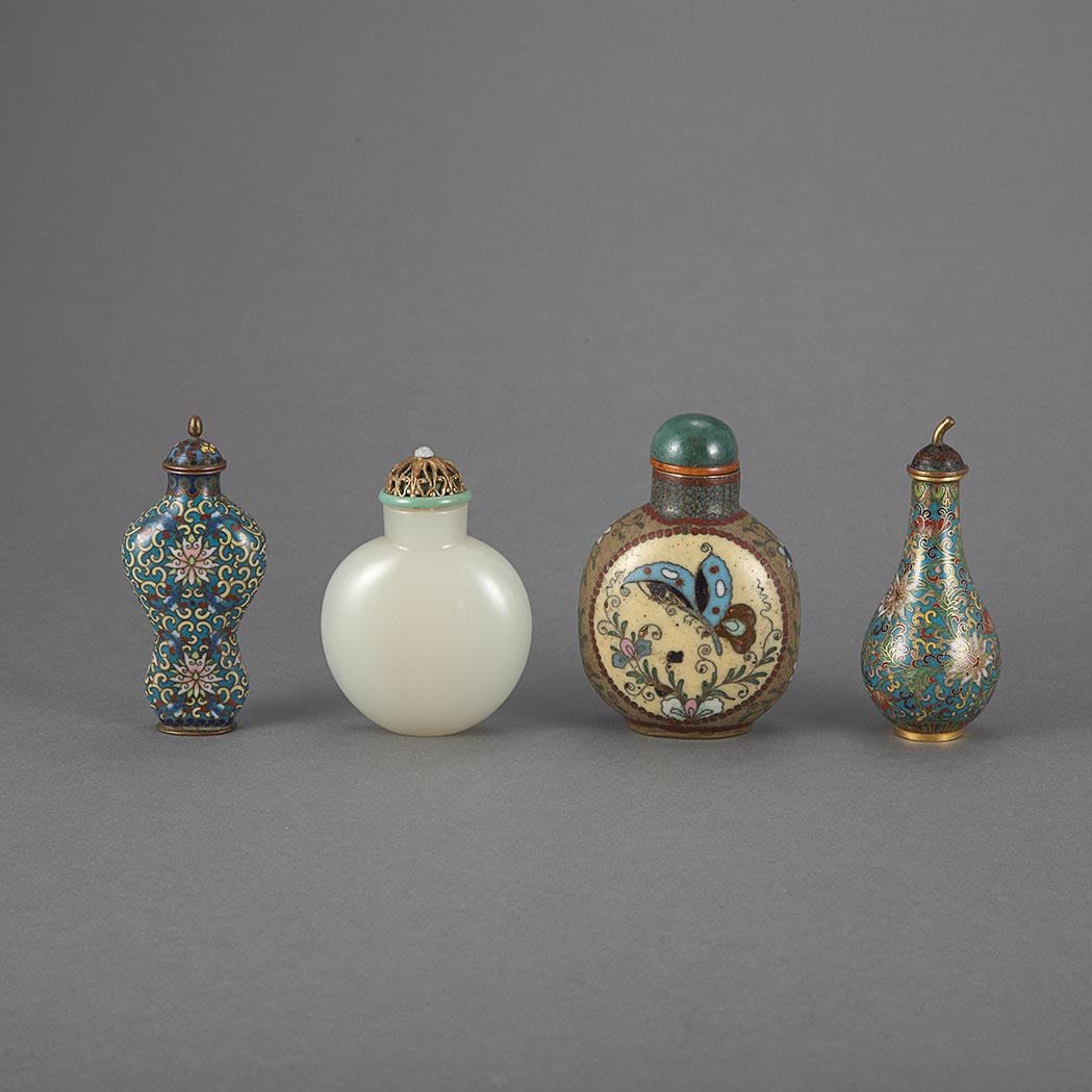 Appraisal: Group of Four Chinese Snuff Bottles th th Century Comprising