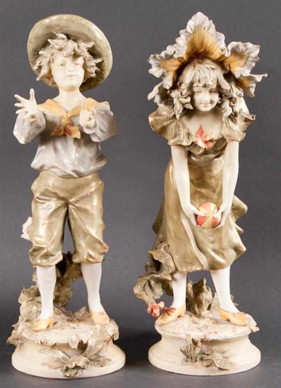 Appraisal: Pair of Austrian Teplitz figures of a th century boy