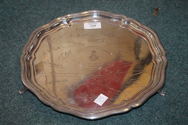 Appraisal: A SILVER SALVER of circular form with raised border and