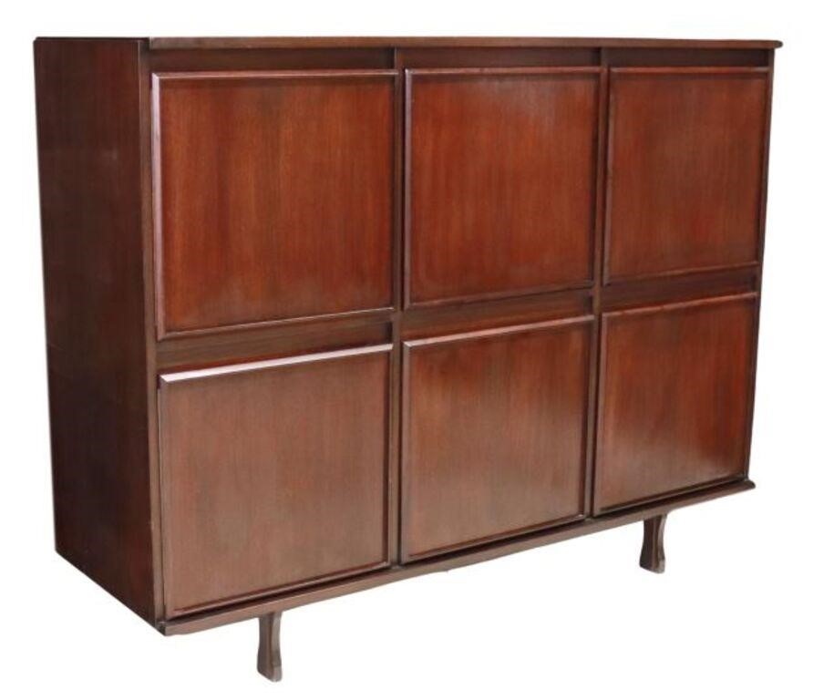 Appraisal: Italian mid-century modern rosewood sideboard c s six cabinet doors