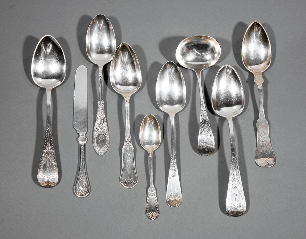 Appraisal: Group of American Coin Silver and Sterling Silver Spoons th