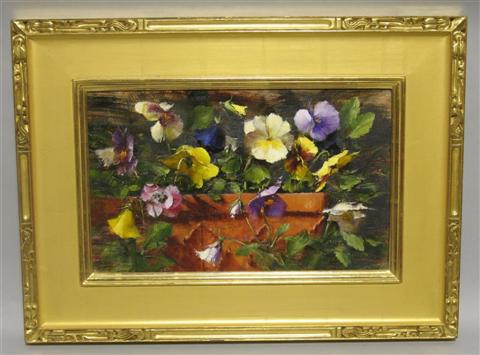 Appraisal: ROBERT A JOHNSON AMERICAN PANSIES IN A TERRA COTTA PLANTER