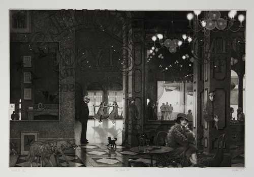 Appraisal: PETER MILTON Interiors IV Hotel Paradise Caf Resist-ground etching and