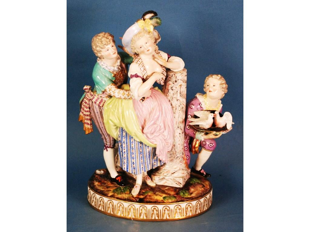 Appraisal: NINETEENTH CENTURY MEISSEN PORCELAIN GROUP modelled as a lady gallant