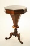 Appraisal: STAND - Victorian mahogany lift top sewing stand with octagonal