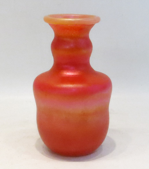 Appraisal: CARL RADKE ART GLASS VASE red and orange iridescent inscribed